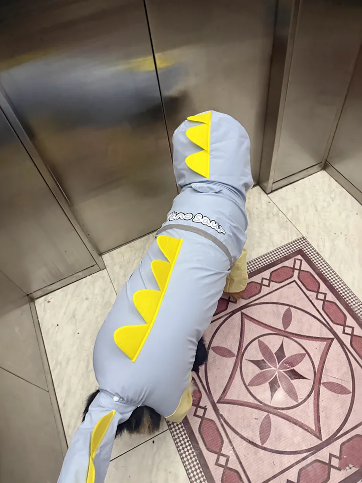 犬用レインコート【全身防水・恐竜デザイン・汚れ防止】