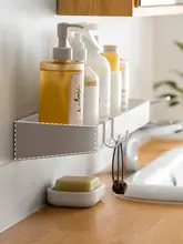 穴あけ不要の壁掛け収納ラック【洗面所用・バスルーム収納・洗面台用】