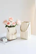 高級感のある白色陶器製花瓶【大口径・水耕栽培用・飾り用】