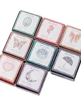 レトロな印章 蝶結びレースローズとスズランの花 DIY素材【デコレーション用】