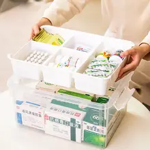 透明な薬箱【家庭用・二段式・持ち運び可能】