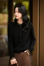 極上の柔らかさの毛糸セーター【オーガンジー切替・ウール・カシミヤ混】