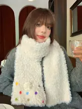 極上の柔らかさ カラフルボタン付きフリースマフラー【秋冬用・学生向け・保温性】