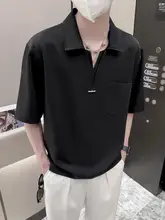 夏用 メンズVネック半袖シャツ【二重デザイン・アイスシルク・ノーアイロン】