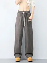 男性用カジュアルストレートパンツ【夏用・ワイドレッグ・高級感ある工装スタイル】