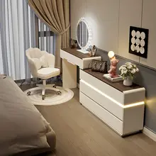 実木製 化粧台【モダンでシンプル・一体型デザイン】