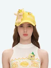 草苺・パイナップル・リンゴのクマのぬいぐるみ付きキャップ【コラボデザイン】（セットアップ対応）