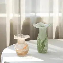 エレガントなデザインの中古ガラス花瓶【水耕栽培・リビングやダイニング用】