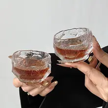 侘寂風デザインのヴィンテージ小酒杯【ガラス製・一口用・功夫茶用】