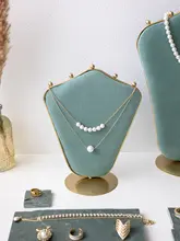 韓国風 両面ネックレスディスプレイスタンド【ベルベット・ジュエリー撮影用・装飾用】