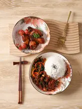 高級感ある新中式 デザインの陶器製ディーププレート【菱形パターン・食器・家庭用】