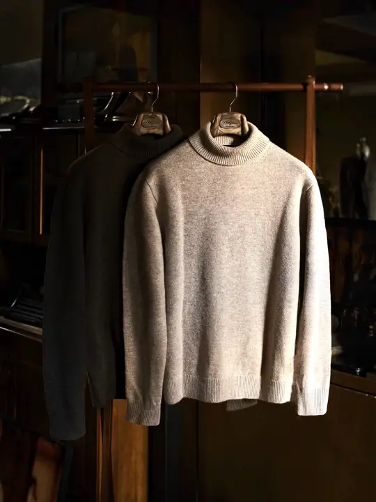 高級羊毛カシミアタートルネックニット【冬用・厚手・手作り】