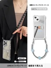 小犬デザインのiPhoneケース【斜め掛け・鏡面仕上げ・四角開孔】