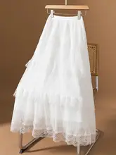 黒のネットレース プリーツスカート【女性用・中長丈・ケーキスタイル・大きいサイズ対応】