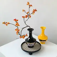 手描き陶器花瓶【高級感あるデザイン・リビング用・花器】
