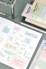 カラフルストライプの透け感メモ帳【マルチカラー・インデックス付き・備忘録用】（セットアップ対応）