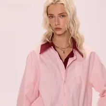 長袖の切り替えデザインディテールが魅力のワンピース・スカート【バルーンシルエット・女性用・カジュアル】（セットアップ対応）