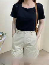 大きいサイズの方形ネック半袖Tシャツ【フィット・夏用・カジュアル】