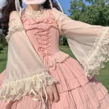 デザイン性の高い レディースレース付きフリルスリーブブラウス【春秋用・シフォン素材】