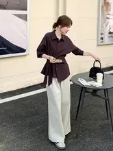 フレンチスタイルのコーディネート【ドローストリング付きシャツ・ワイドパンツ・セットアップ対応】