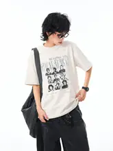 ヴィンテージ風キャラクター水洗いプリント半袖Tシャツ【夏用・ゆったりシルエット】