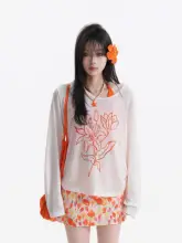 夏の甘美な雰囲気のカラーコントラストプリントカーディガンとキャミソールの二点セット（セットアップ対応）