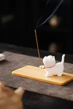 可愛い子猫の陶器香立て【インテリア用・お香セットアップ対応】