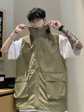 無地デザイン 男性用 フード付き速乾アイスシルク日焼け防止タンクトップ【夏用・カジュアルスタイル】