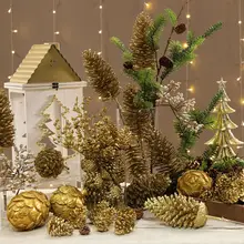 北欧風クリスマス飾り！リアルな金色の特大松ぼっくり【DIYクリスマスツリー用】