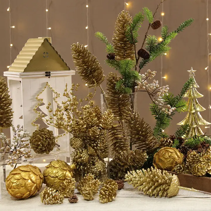 北欧風クリスマス飾り！リアルな金色の特大松ぼっくり【DIYクリスマスツリー用】