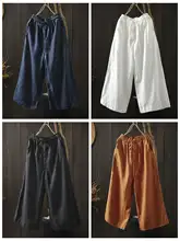 黒のリネン八分丈パンツ【女性用・体型カバー・オシャレに着回し】