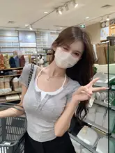 夏用 韓国風フィットネスデザインのノースリーブTシャツ【胸パッド付き・ショート丈・コットン】（セットアップ対応）