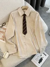 ストライプ柄 レディースシャツ【春秋用・カジュアル・長袖・小さいサイズ対応】
