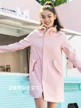 アウトドア用 レディス ミドル丈フード付きソフトシェルジャケット【春秋・防風・登山用】