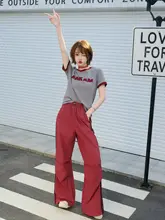 感溢れるカジュアルセットアップ【ロゴ入り短袖Tシャツ・サイドストライプワイドパンツ】（セットアップ対応）