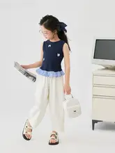 女の子用夏のノースリーブトップスとパンツ【おしゃれなコーディネート・子供用】（セットアップ対応）