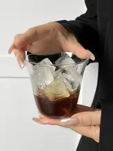 広口デザインのアイスアメリカーノグラス【シンプル・透明ガラス・冷飲用】
