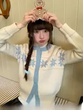 星点柄フェアアイランド編みニットカーディガン【春用・ゆったりシルエット・ナチュラルスタイル】
