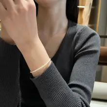 天然淡水珍珠の小さなパールブレスレット【極上の柔らかさ・細いデザイン】