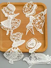 可愛らしいレース刺繍の女の子布パッチ【牛乳シルク・透かし刺繍・装飾用】
