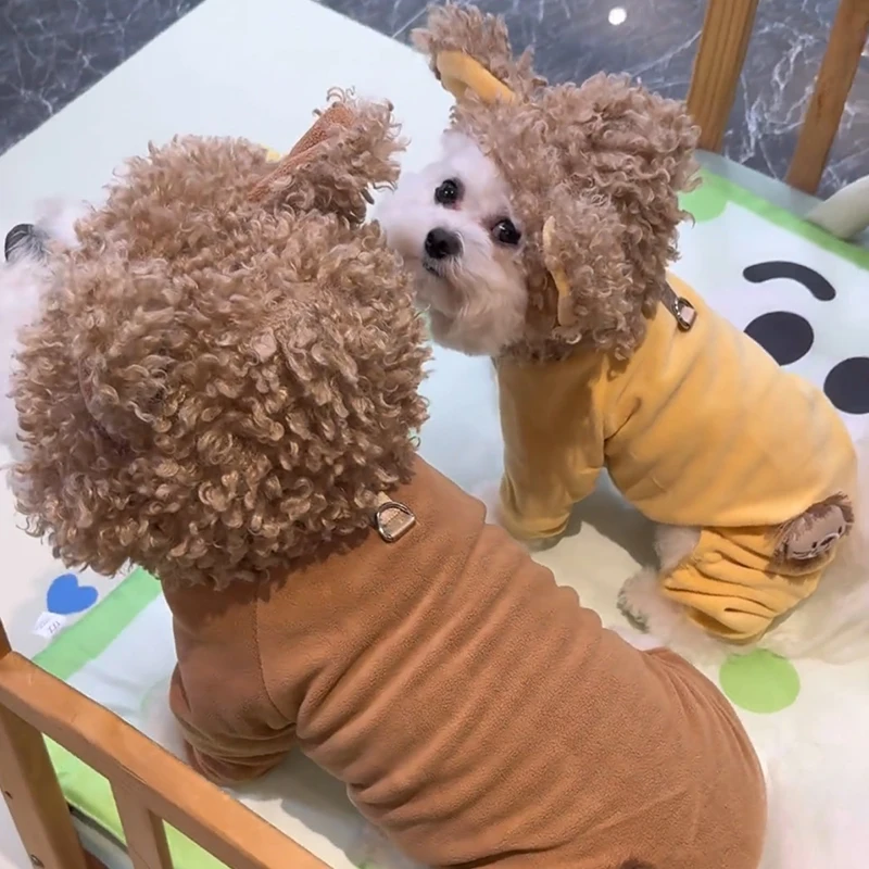 犬用秋冬服：蓬牧のかわいいデザイン四脚衣で冬の寒さをしっかり防ぐ