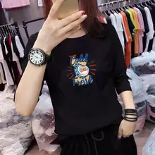 純綿の白い七分袖Tシャツ【ゆったりシルエット・ローズピンク・秋用】