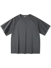 高級グレーの重厚なラグラン袖半袖Tシャツ【夏用・フィット・ユニセックス】