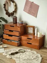 デスクトップ引き出し式3段収納小型キャビネット【木製化粧品収納ボックス・ディスプレイスタンド】