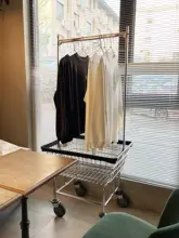 モバイルハンガー付き洗濯キャリーカート【インダストリアルスタイル・おしゃれな衣類収納】