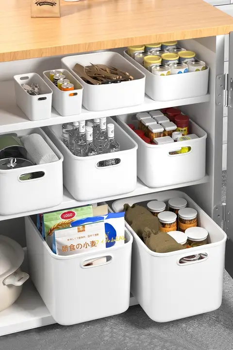 プラスチック製 デスクトップ収納ボックス【キッチン・バスルーム用・化粧品収納】