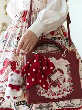 可愛らしい小さな方形婚礼用バッグ【レトロロリータ風・ウサギ柄・ショルダー＆ハンドタイプ】