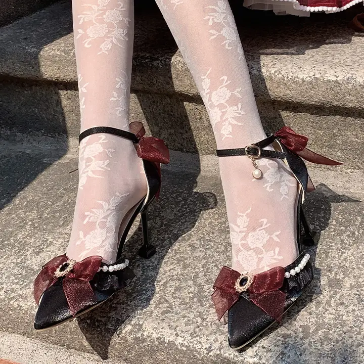 ポインテッドトゥパンプス レディース ロリータ エレガント ウェディング 花嫁
