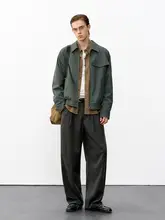 ウール混紡ハリントンジャケット【メンズ・クリーンフィット・ラペル・フィット】
