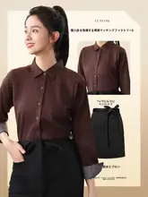 長袖ワークシャツ【刺繍ロゴ・春秋用・カフェ・レストランスタッフ用】